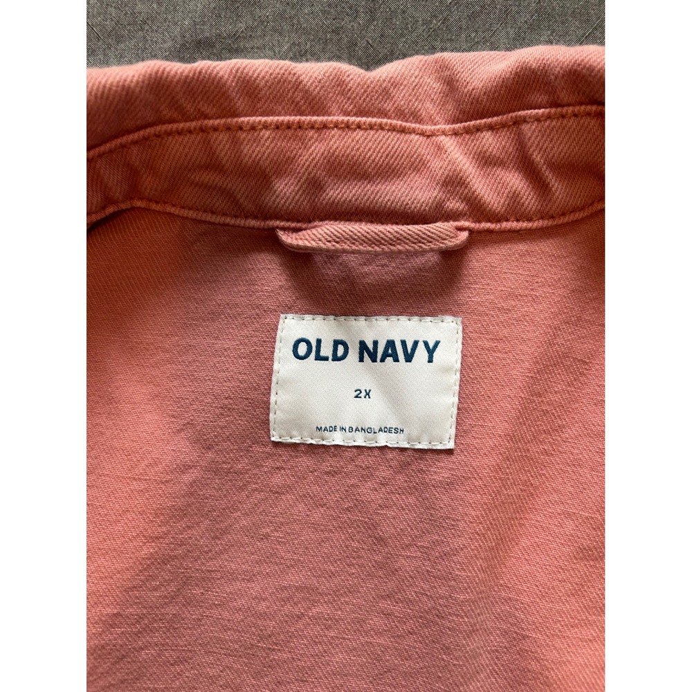Old Navy Womens 2X Pink Cotton Twill Utility Chore Shirt Jacket Coat